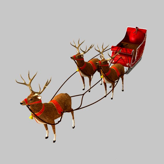 reindeers rigged and sleigh model