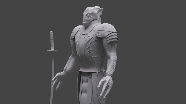 high poly serpent warrior