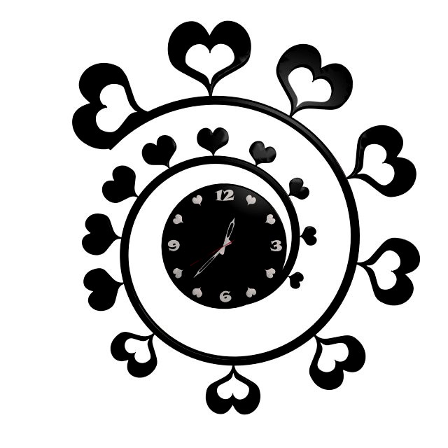 wall clock black hearts