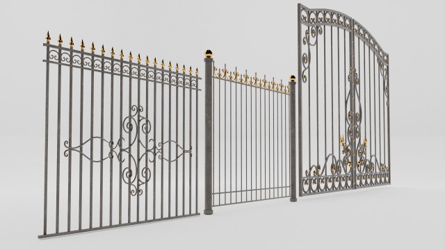 the fence is forged with gilding