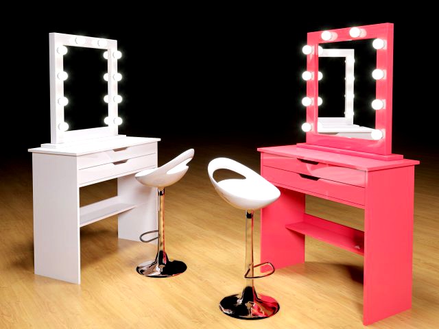 beautiful makeup table with mirror and high chair visage mirror