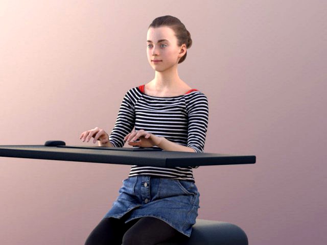 mady 10107 - typing girl low-poly