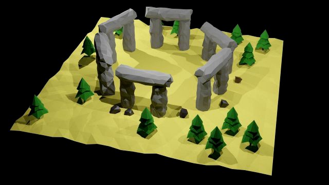 viking stonehenge low-poly
