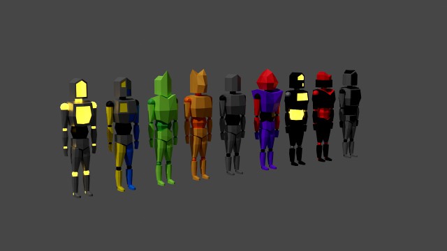 a set of low-poly characters