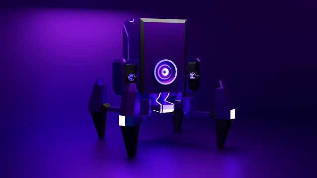 low poly turret low-poly