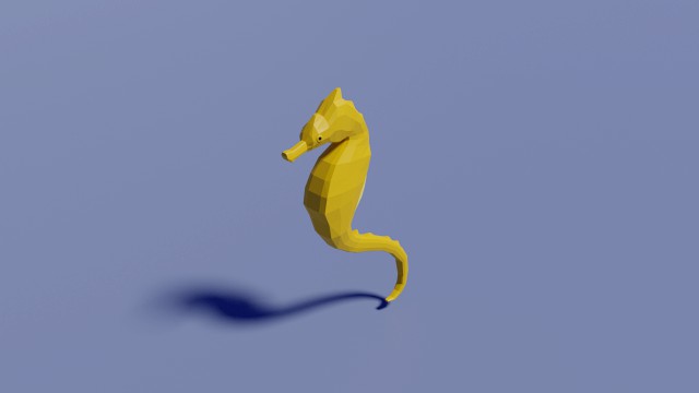 low-poly seahorse