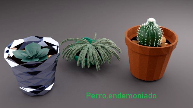 flowerpot lowpoly suculents and cactus