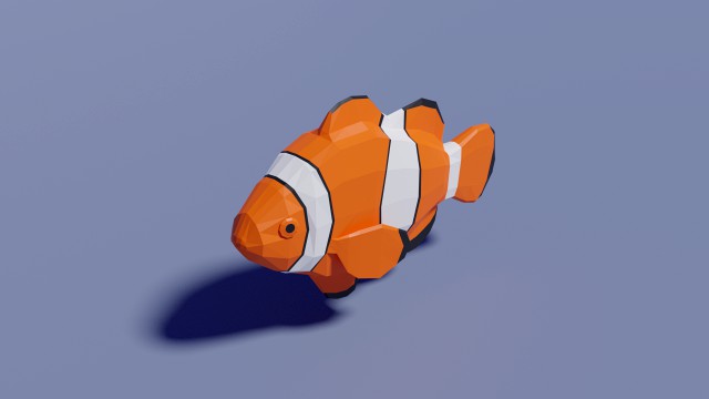 low-poly clownfish