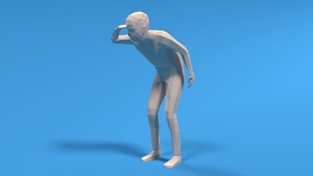 low poly kid looking