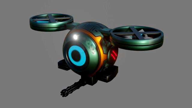 sci-fi drone - low poly - game ready - pbr