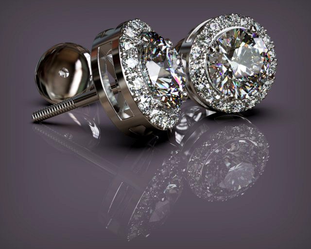 earring jewel with diamonds 5 mm