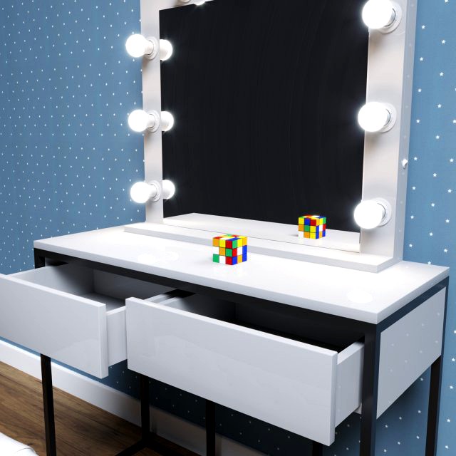 makeup mirror and table