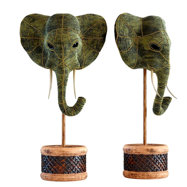 deco object elephant head pearls 49