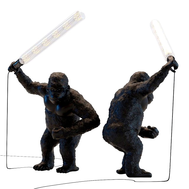 table lamp animal fighting kong mat black