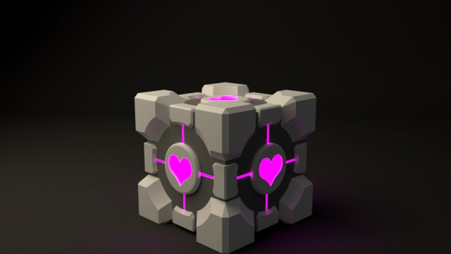companion cube from portal2 videogame
