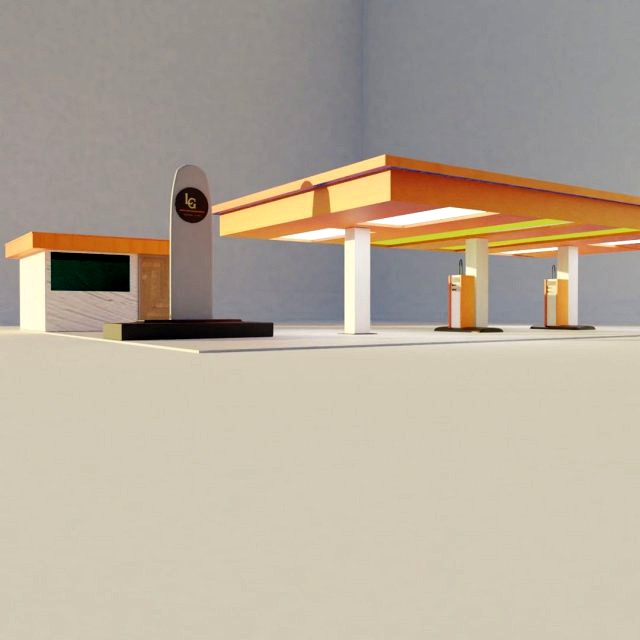 indian petrol pump 3dmodel