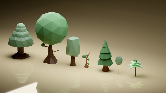 low poly trees