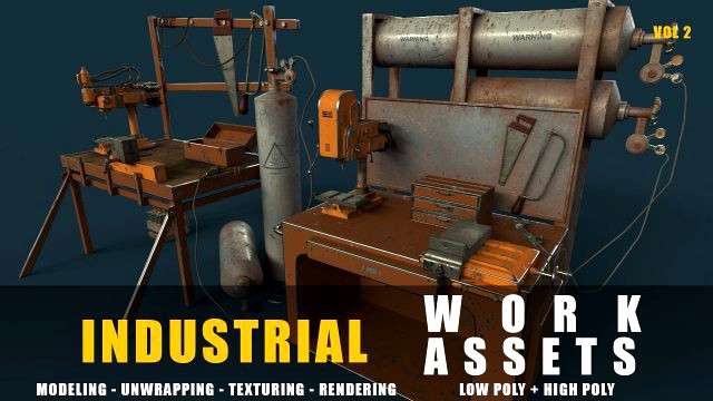 industrial work assets game ready low poly and high poly vol 2