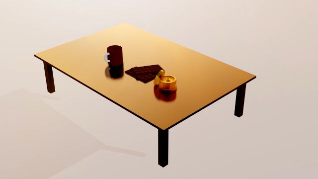 rectangular table with materials