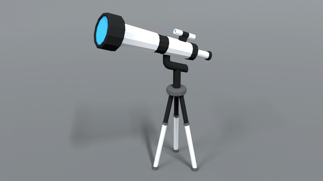 low poly cartoon telescope