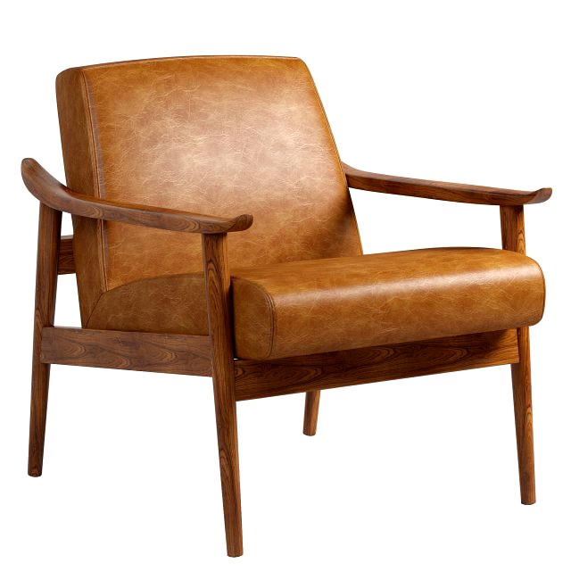 mid-century leather show wood chair