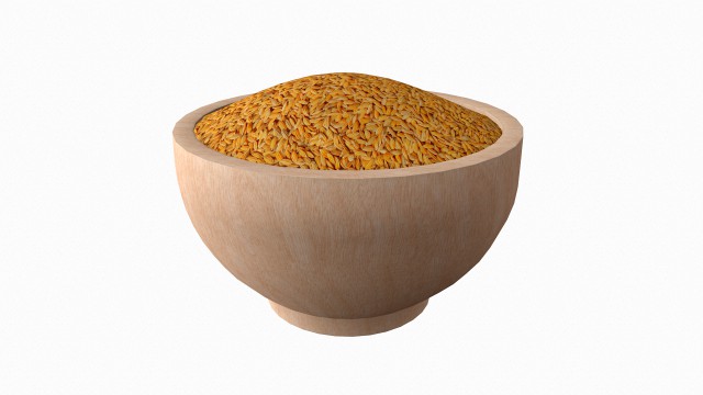 paddy in wooden bowl