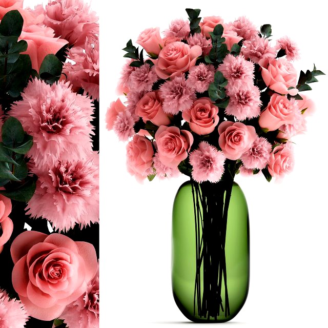bouquet of pink flowers in a vase for decor 148