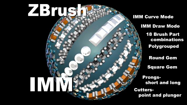 jewelry tool- imm curve brush- gems and cutters for zbrush v2