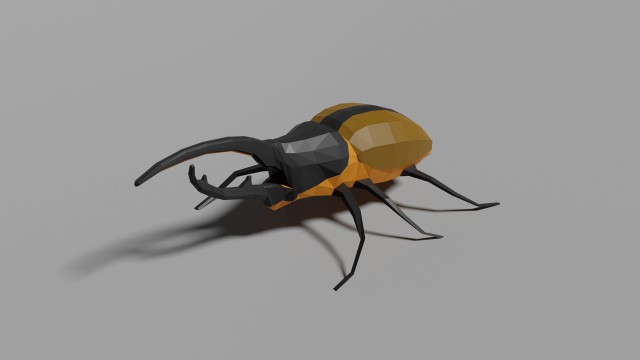 low-poly hercules beetle