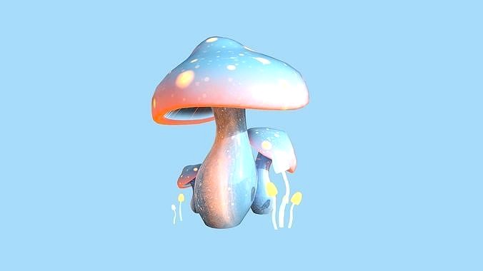 Fantasy Mushroom A06 Blue Orange - Scene Backdrop Design