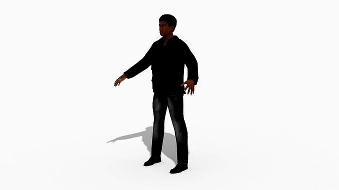 Casual African Male Man  3D character RIGGED