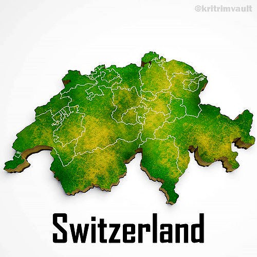Switzerland country map 3d model