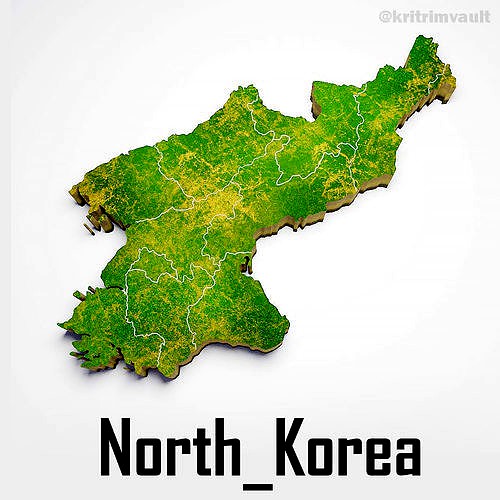 North Korea country map 3d model