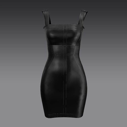 LEATHER COLOR BLACK DRESS CORSET DRESS LOOK