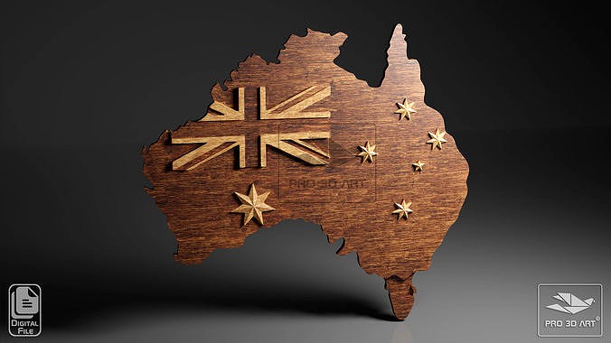 Australia Map - CNC Files For Wood - 3D STL Model