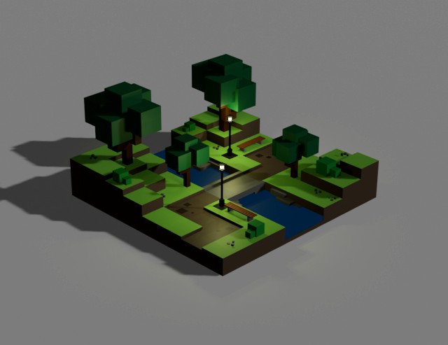 park scene low poly