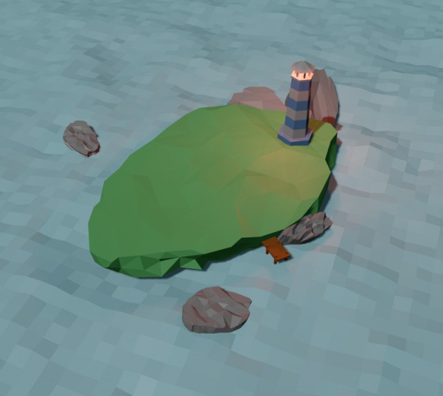 ligthhouse scene low poly