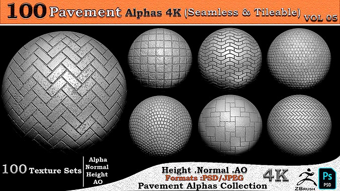 100 Pavement Alphas Collection Seamless  Tileable VOL 0