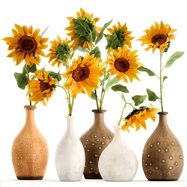 flower bouquet of sunflowers in a clay vase 132