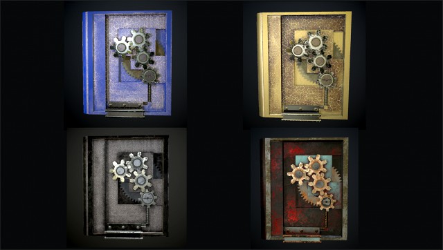 steampunk book low poly 4 texture options