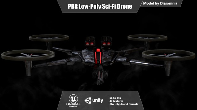 gameready sci-fi assault drone