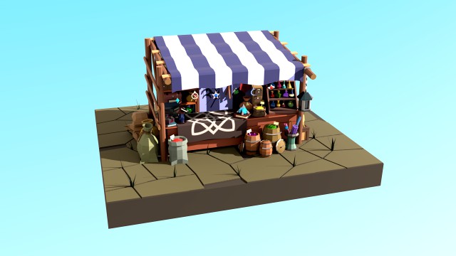 low-poly magic items stall