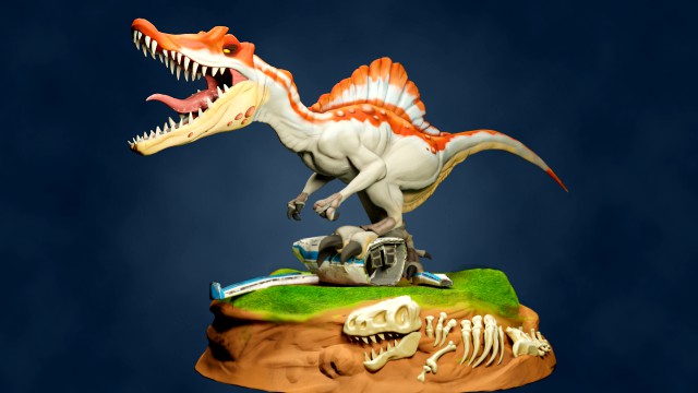 spinosaurus miniature print also with textures two versions 3d print model