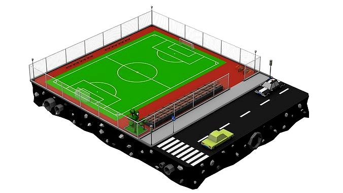 Football Soccer Field Low Poly 3d Model