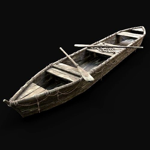 LONG BOAT ROWBOAT WOODEN FISHERMAN RIVER FISH LAKE CANOE SHIP