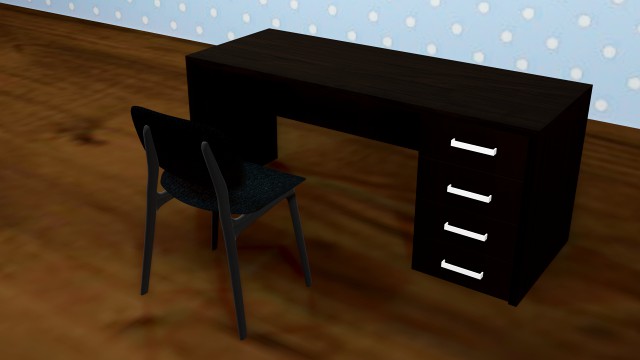 black table and chair
