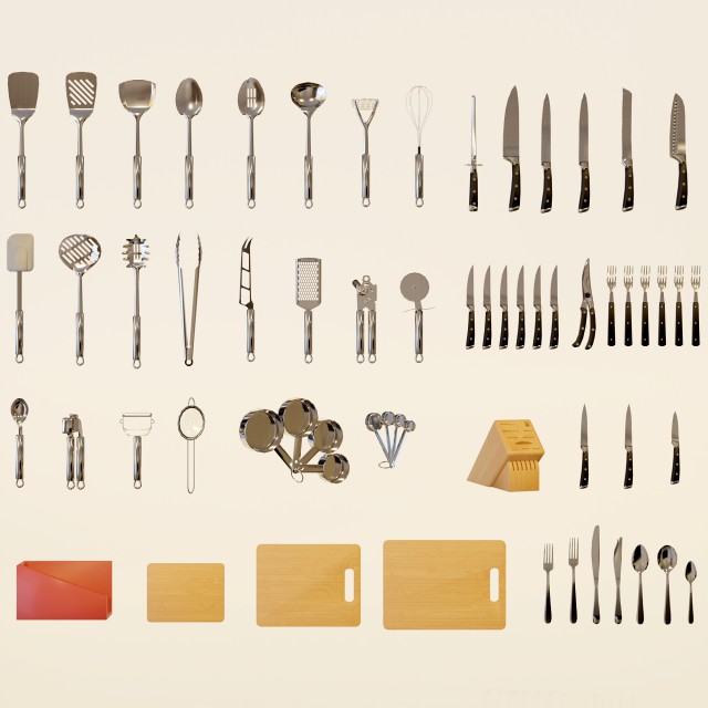 Low poly kitchen utensils pack