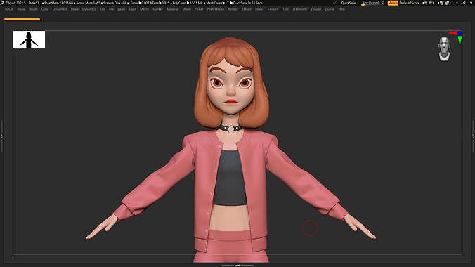 ZBrush Stylized Character Girl Basemesh - Dina Style 3