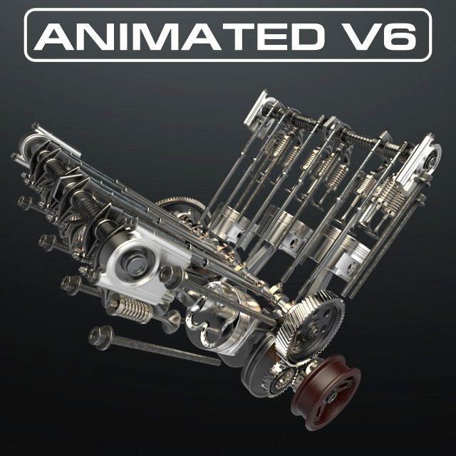 v6 engine working animated