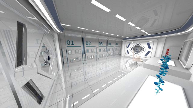 3d sci-fi room fly-through model